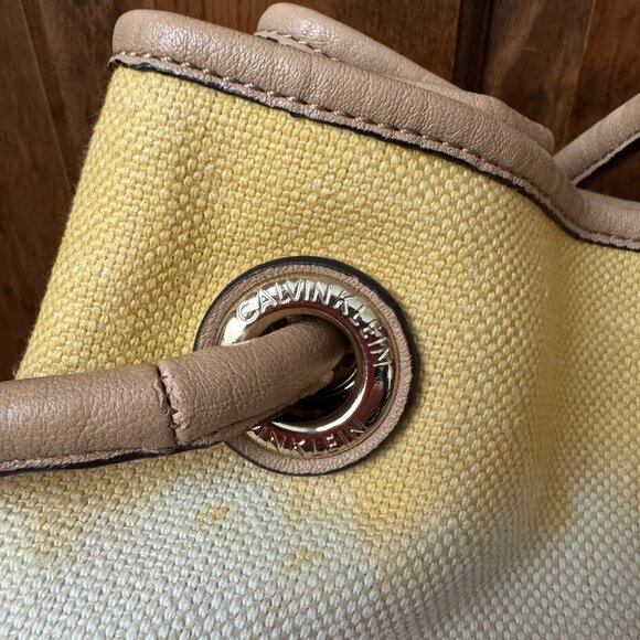 Calvin Klein Reversible Tote Bag - (1) Yellow, Ivory, Pink & Fuchsia & (2) Tan - Picture 5 of 14